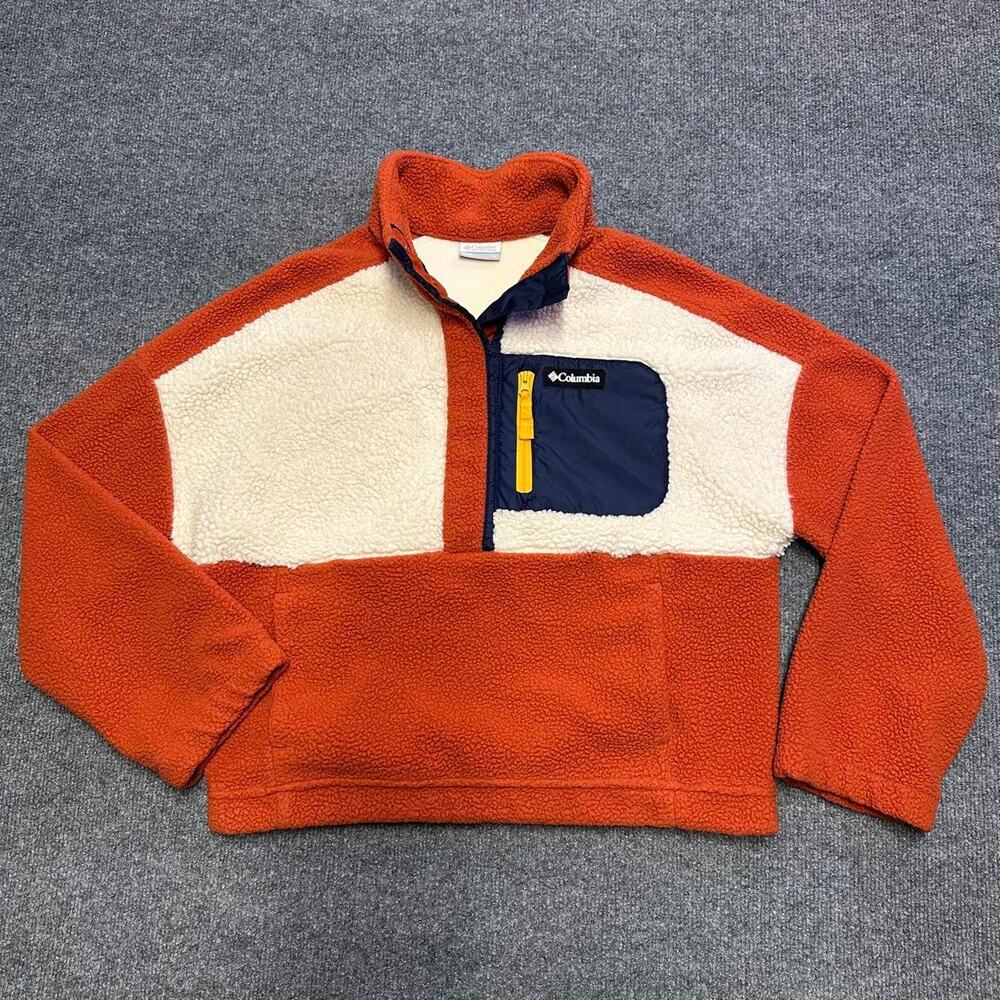 Columbia Men’s Lodge Sherpa Pullover Cropped Boxy Fit Gorpcore Outdoor Sweater M